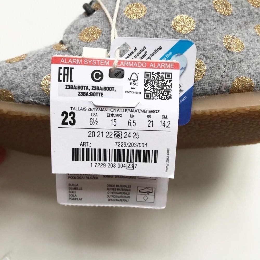 ZARA NWT gray fabric bluchers size 24(7.5) - Picture 6 of 9